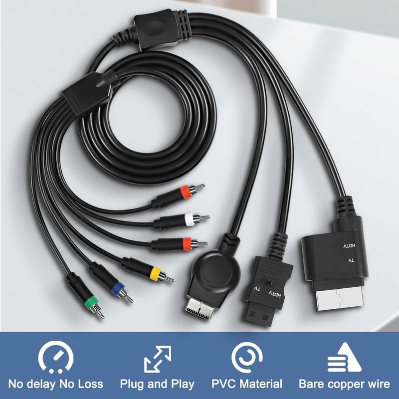 XMSJSIY كابل PS2 PS3 RCA AV HDTV متوافق مع Xbox 360 / WII محول صوت وصورة YPbPr إلى HDTV EDTV 3 في 1-1.8م - Image 5